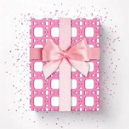 Papel De Presente Trellis de Cana Chinoiserie em Rosa