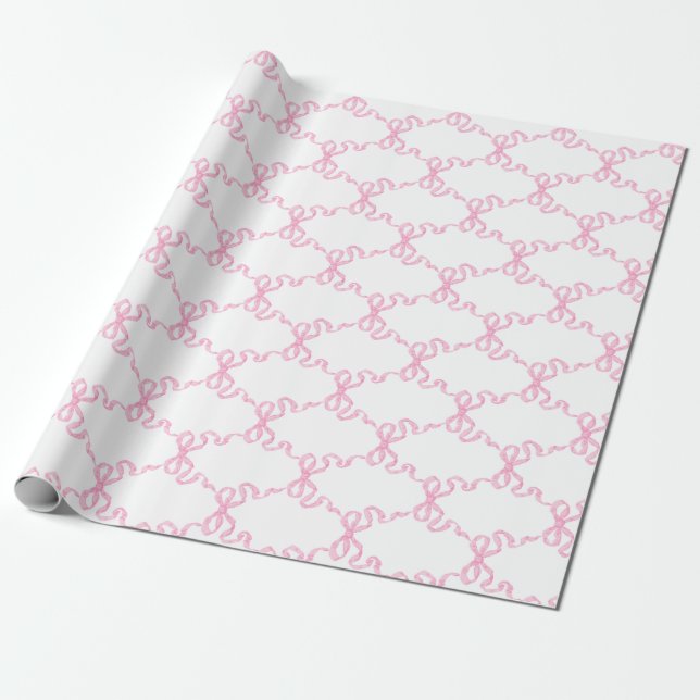 Papel De Presente Trellis de Fita Rosa (Desenrolado)
