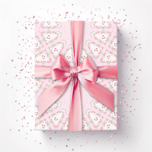 Papel De Presente Trellis Fez Starburst em Rosa e Verde