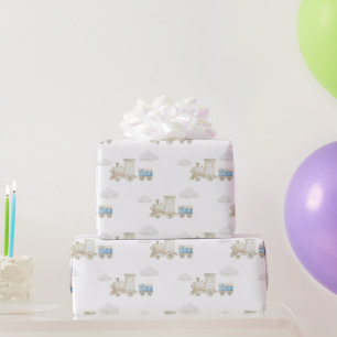 Papel De Presente Trem Chugga Chugga de Aniversário