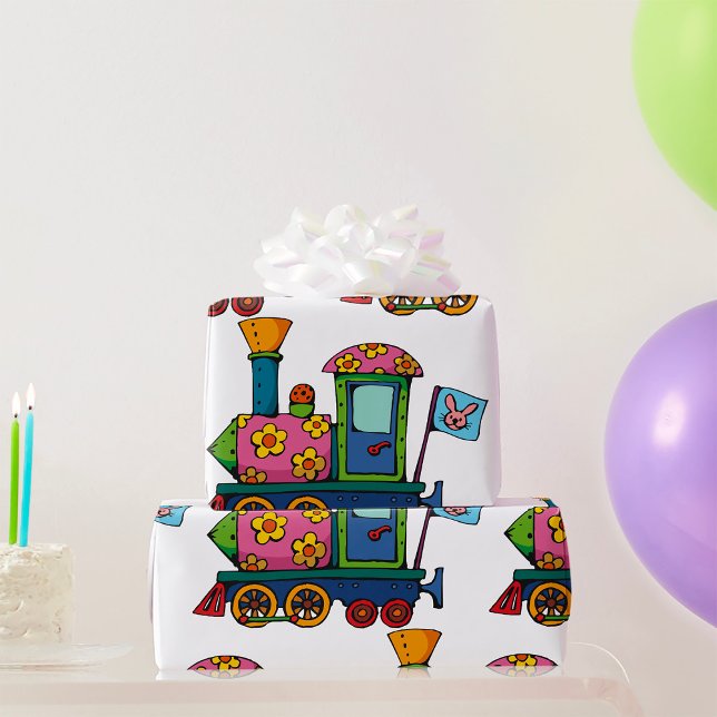 Papel De Presente Trem de Brinquedo de Flores (Criador carregado)