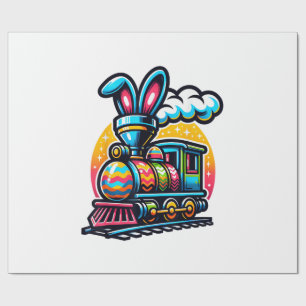 Papel De Presente Trem de Coelho Ferrovia Ovo de Páscoa Crianças Men