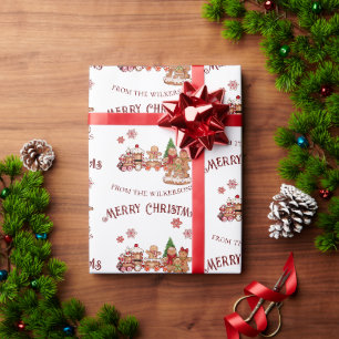 Papel De Presente Trem de Pão de Mel Fofo e Natal em Família