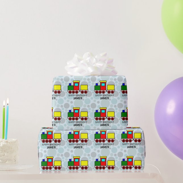 Papel De Presente Trem Personalizado de Múltiplas Cores (Presentes para festas)