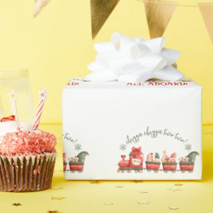 Papel De Presente Trem Tudo a Bordo Aguarela Papai Noel Festa Expres