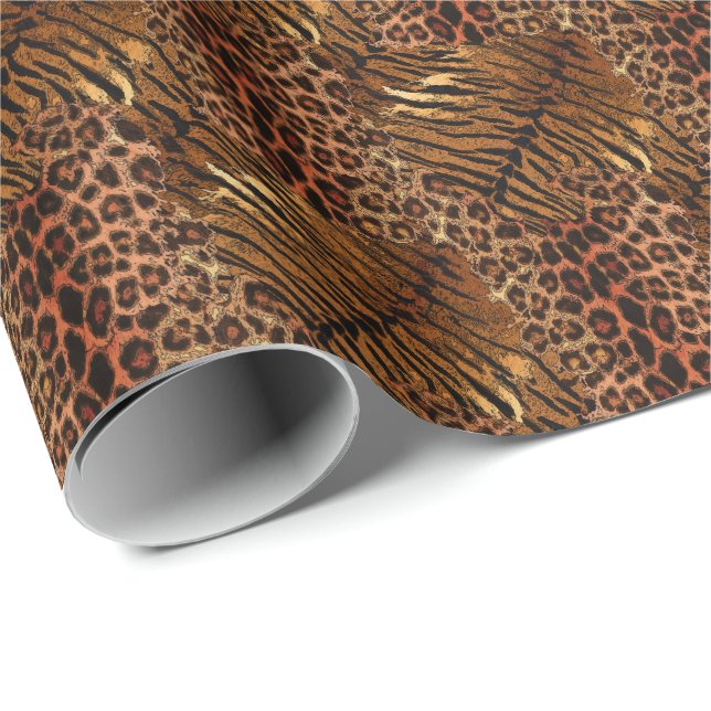 Papel De Presente Trendência de pele de tigre-leopardo (Ponta do rolo)