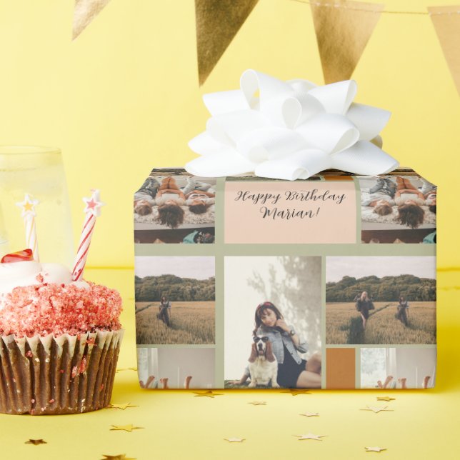 Papel De Presente Trendy Birthday Foto Collage 3 Foto (Festa de aniversário)