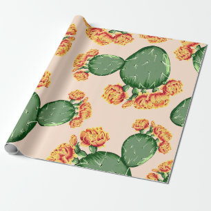Papel De Presente Trendy Bohemian Pickly Par Cactus & Flowers