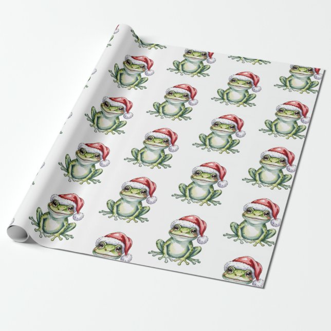 Papel De Presente Trendy Bonito Sapo Santa Hat Natal (Desenrolado)