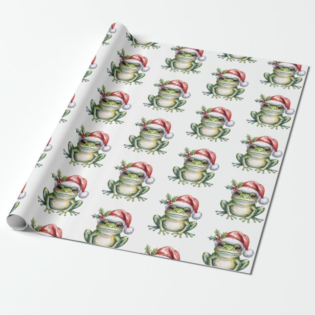 Papel De Presente Trendy Bonito Sapo Santa Hat Natal (Desenrolado)