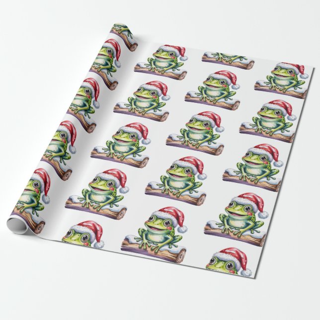 Papel De Presente Trendy Bonito Sapo Santa Hat Natal (Desenrolado)