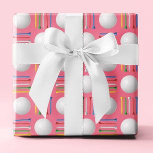 Papel De Presente Trendy Bublegum Pink Golf Ball and Tee Gift