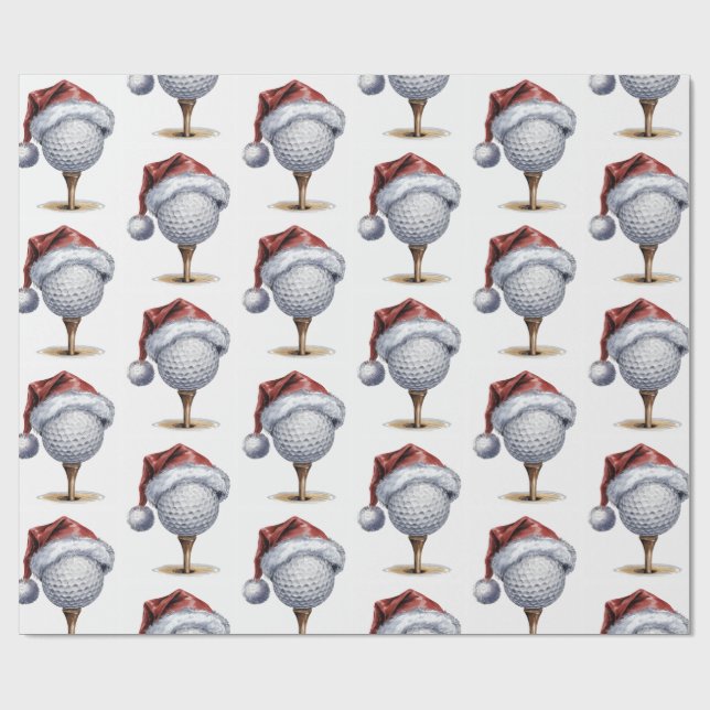 Papel De Presente Trendy Christmas Golf Ball Tee With Santa Hat     (Aberto)