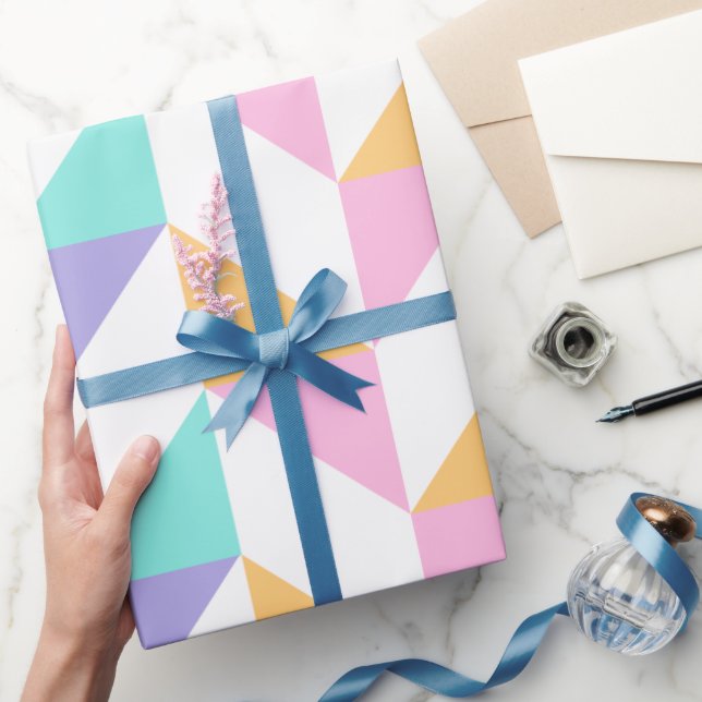 Papel De Presente Trendy Colorful Geometric Shapes – Modern Style   (Presentear)