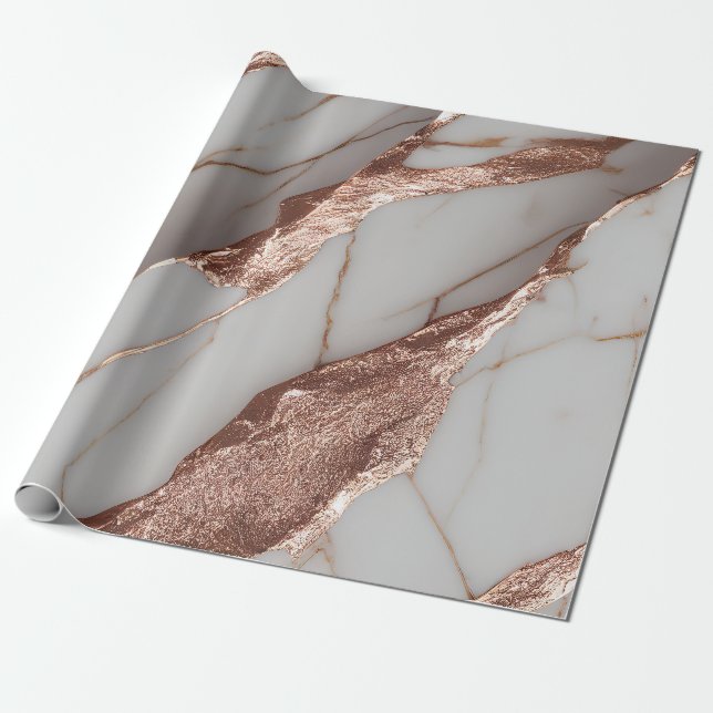Papel De Presente Trendy Copper Glitter Marble (Desenrolado)