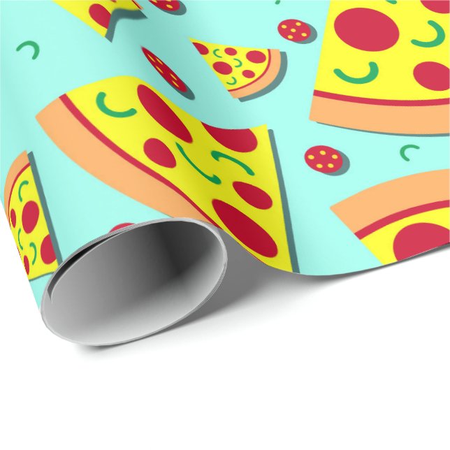 Papel De Presente Trendy Emoji Style Pizza Slice Teenage Party (Ponta do rolo)