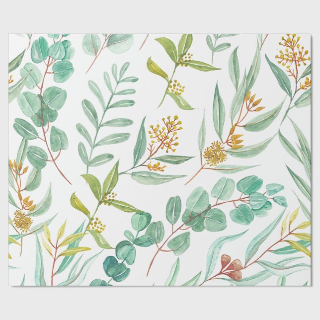 Papel De Presente Trendy Eucalyptus floral design (Barra)