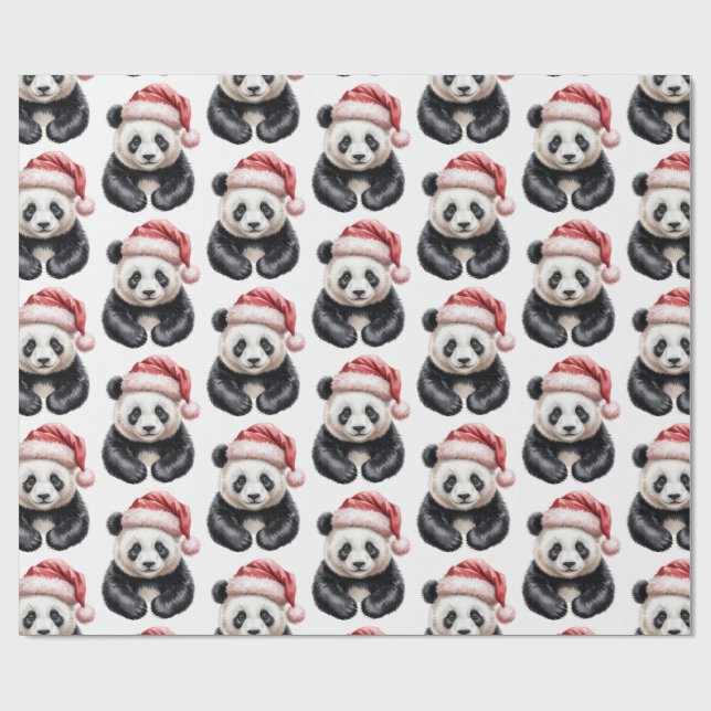Papel De Presente Trendy Feliz Natal - Panda Bear Padrão (Aberto)