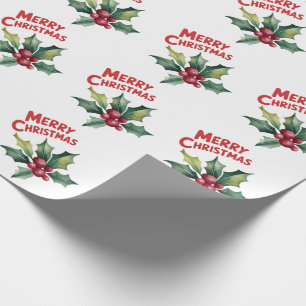 Papel De Presente Trendy Felry Christmas Holly e Berries Patterno