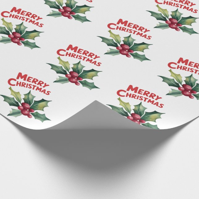 Papel De Presente Trendy Felry Christmas Holly e Berries Patterno (Ponta)