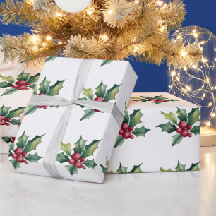 Papel De Presente Trendy Felry Christmas Holly e Berries Patterno