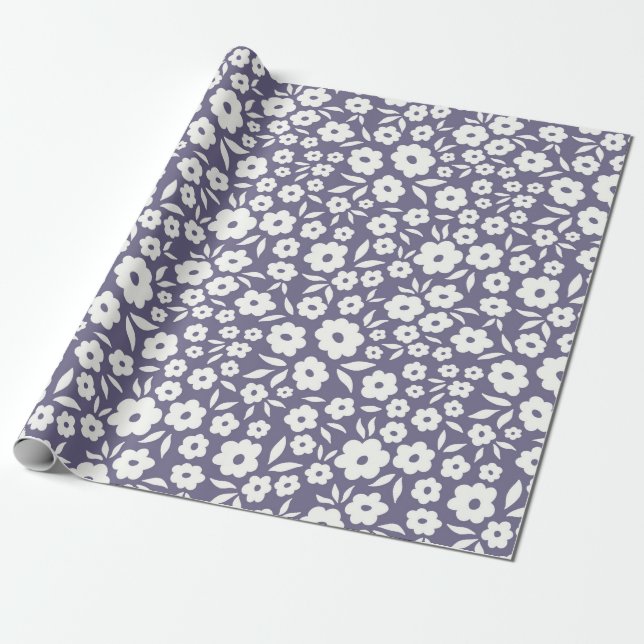 Papel De Presente Trendy floresce um padrão perfeito. Flo da pequena (Desenrolado)