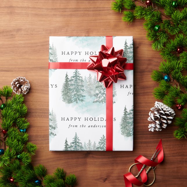 Papel De Presente Trendy Greenery Elegant Winter Holiday Party (Presente de Natal)