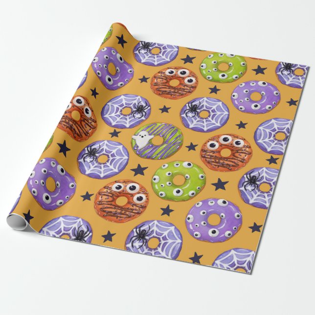 Papel De Presente Trendy Halloween Spooky Gift Rosquinha (Desenrolado)