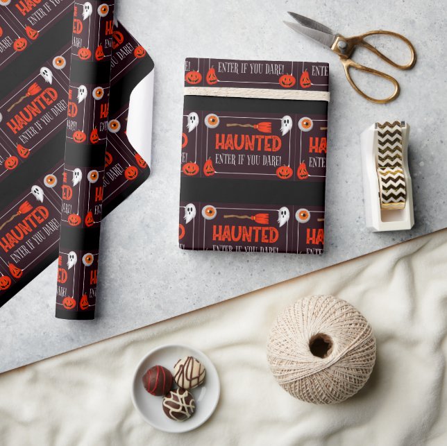 Papel De Presente Trendy Haunted Halloween Cote Gift (Artesanato)