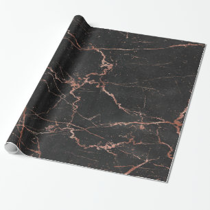 Papel De Presente Trendy Marble Pink Preto Brilhante