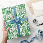 Papel De Presente Trendy Modern Green White Christmas Lettering<br><div class="desc">Tendy Modern Red White - Folha de Natal Feliz.</div>