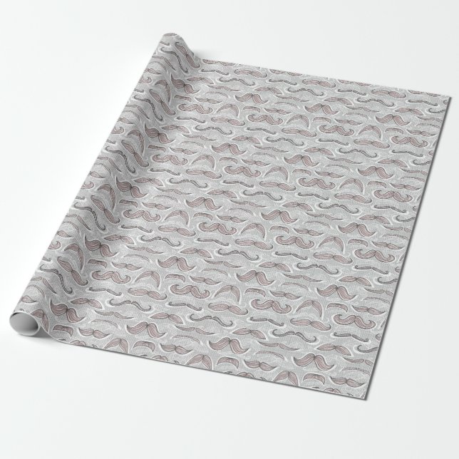 Papel De Presente Trendy Mustache Pattern (Desenrolado)