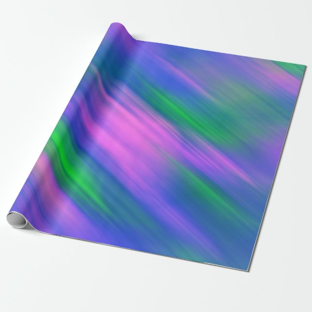 Papel De Presente Trendy Neon Bright Abstrato verde-rosa azul (Desenrolado)