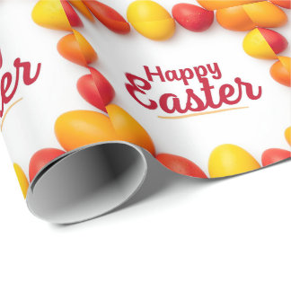 Papel De Presente Trendy Orange & Yellow Easter Eggs Wrapping paper
