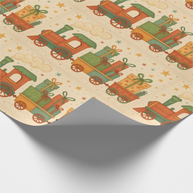 Papel De Presente Trens de Natal do Menino (Ponta)