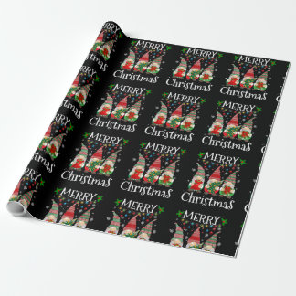 Papel De Presente Três Gnomos Buffalo Xadrez Vermelho Feliz Natal Xm