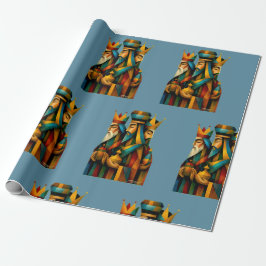 Papel De Presente Três Homens Sábios Arte Abstrata da Natividade