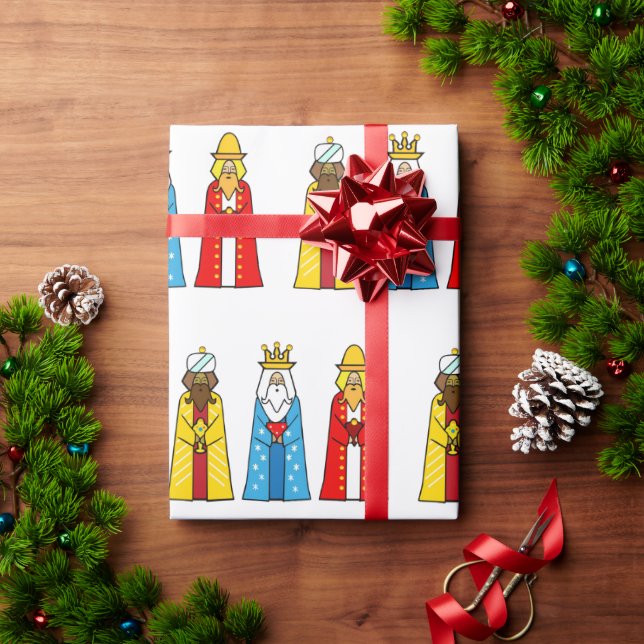 Papel De Presente Três Homens Sábios em Branco (Presente de Natal)