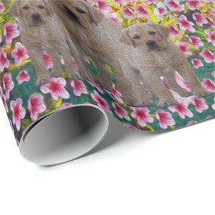 Papel De Presente Três Labradores Pintados De Óleo,  