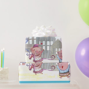 Papel De Presente Três Pequenos Porcos com suas Casas