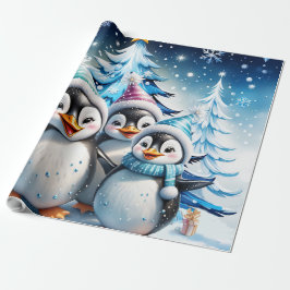 Papel De Presente Três pinguins adoráveis