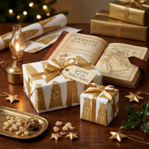 Papel De Presente Três Reis Magos Natividade Moderna Reis
