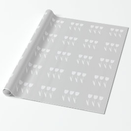 Papel De Presente Três Tulipas em Cinzas e Branco