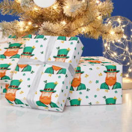 Papel De Presente Trevo de Leprechaun Dia de São Patrício
