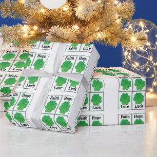 Papel De Presente Trevo de Quatro Folhas Dia de São Patrício Trevo d