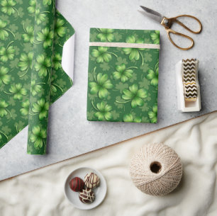 Papel De Presente Trevo de Quatro Folhas Verde Irlandês