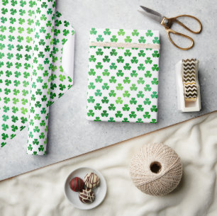 Papel De Presente Trevo Verde Brilhante - Clássico