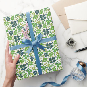 Papel De Presente Trevo Verde da Sorte do Dia de São Patrício