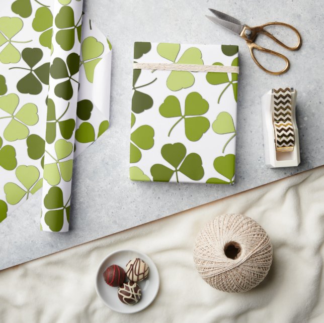 Papel De Presente Trevo Verde em uma Variedade de Tons (Artesanato)