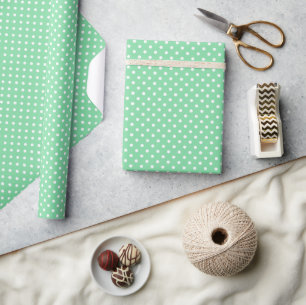 Papel De Presente Trevo Xará Verde Menta Branco Pontilhado Padrão